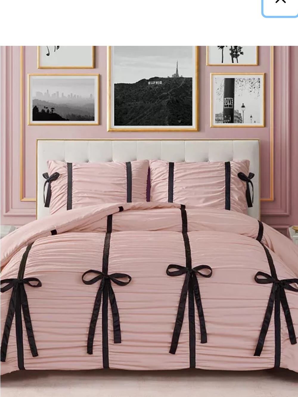 Pink Ruffle Bow Duvet Cover Set - Brand